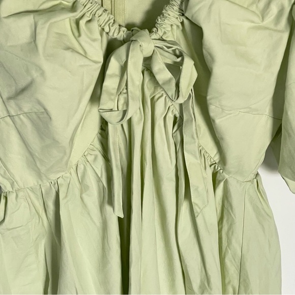 Abercrombie & Fitch Green Cinch-Front Puff Sleeve Poplin Mini Dress 35756 - Picture 7 of 14